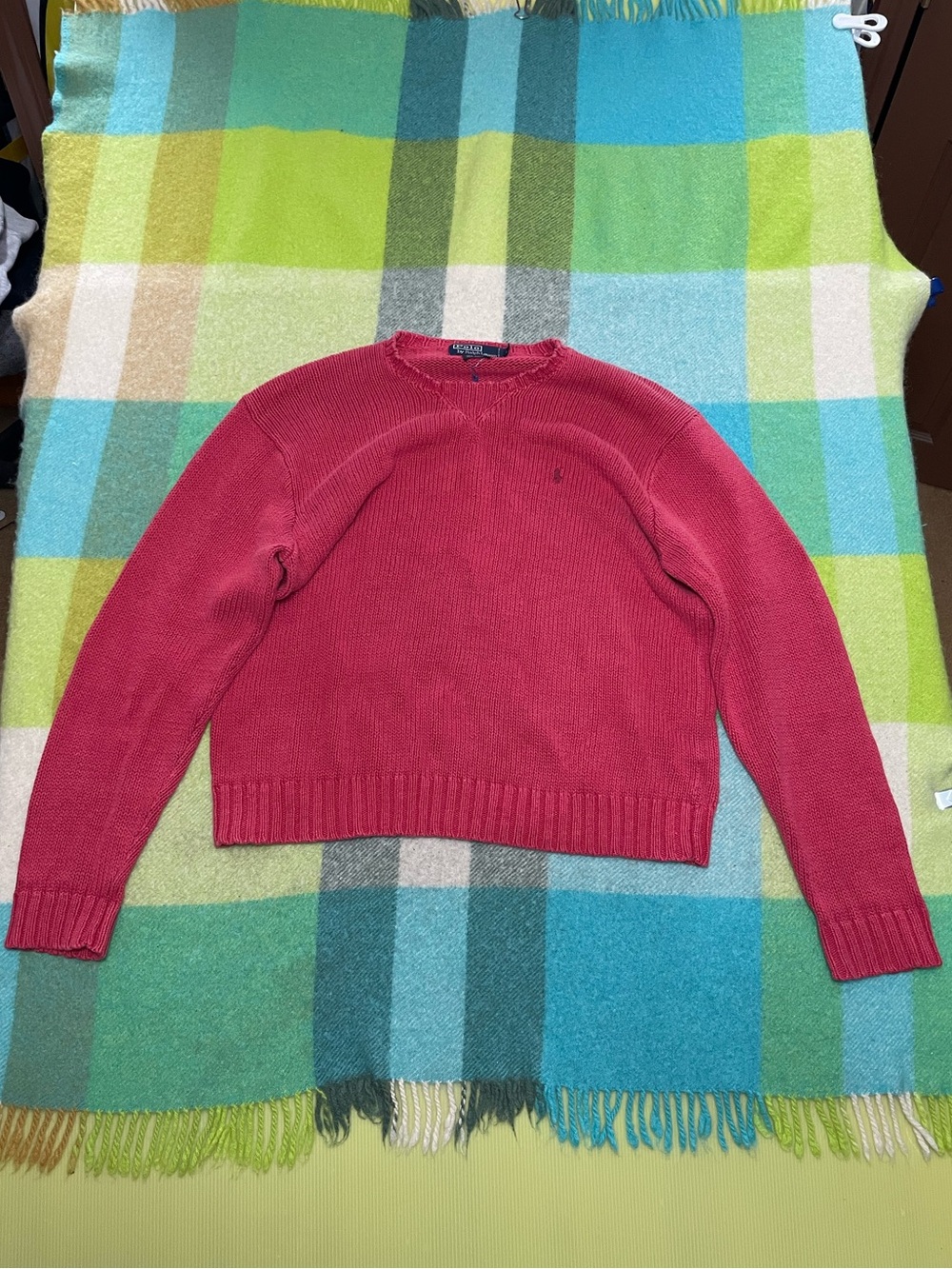 Vintage Polo Ralph Lauren Pink Linen Cotton Knitted Sweater Men’s